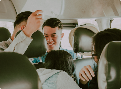 Group of friends in a car