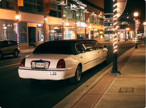 Limousine parked along a street